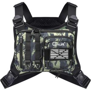CVLIFE Outdoor Chest Bag for Men, Tactical Chest Pack, Adjustable Running Vest Bag, Lightweight Anti-theft EDC Rig for Hiking(Auriclash)