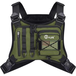 CVLIFE Outdoor Chest Bag for Men, Tactical Chest Pack, Adjustable Running Vest Bag, Lightweight Anti-theft EDC Rig for Hiking(Green)