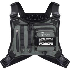 CVLIFE Outdoor Chest Bag for Men, Tactical Chest Pack, Adjustable Running Vest Bag, Lightweight Anti-theft EDC Rig for Hiking(Grey)