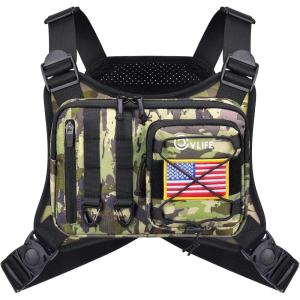 CVLIFE Outdoor Chest Bag for Men, Tactical Chest Pack, Adjustable Running Vest Bag, Lightweight Anti-theft EDC Rig for Hiking(Shadowstand)