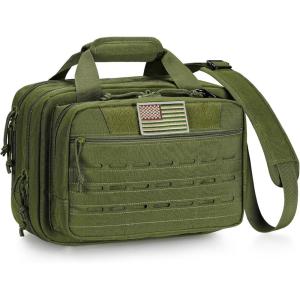 CVLIFE Range Bag, Gun Range Bags for Handguns and Ammo, Soft Pistol Case for Shooting and Hunting, Accessories for Men(Green)