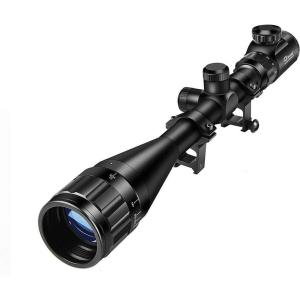 CVLIFE Rifle Scope 6-24×50 AO Red and Green Illuminated Long Range Scope for Hunting with Scope Rings(Blue)