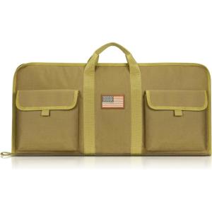 CVLIFE Soft Rifle Case 28 inch Gun Bag Pistol Case, Gun Cases for Rifles and Shotguns, Rifle Bag with Lockable Zipper for Outdoor Hunting Shooting(Khaki)