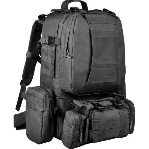 CVLIFE Tactical Backpack Military Army Rucksack 60L Large Assault Pack Detachable Molle Bag(02-black)