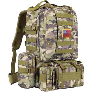 CVLIFE Tactical Backpack Military Army Rucksack 60L Large Assault Pack Detachable Molle Bag(Auriclash)
