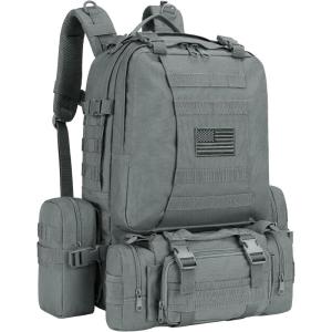 CVLIFE Tactical Backpack Military Army Rucksack 60L Large Assault Pack Detachable Molle Bag(Grey)