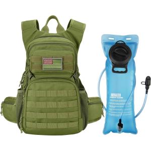 CVLIFE Tactical Hydration Backpack with 3L TPU Water Bladder, 22L Hiking Backpack for Men Women, Heavy Duty Molle Water Backpack with Multiple Compartments for Cycling Running Hunting Camping(Green)