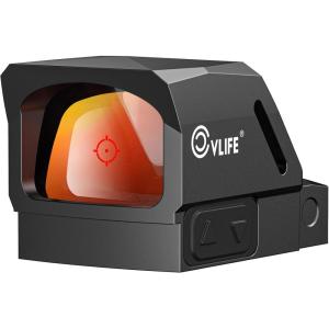 CVLIFE WolfCovert X 3 MOA Dot & 32 MOA Circle Red/Green Dot Sight for RMS RMSc, Motion Awake Fiber Optic Scope for Compact Pistol, 3500G Shockproof Open Reflex Sight with Adapter for RMR/MOS/Picatinny(Red Dot)