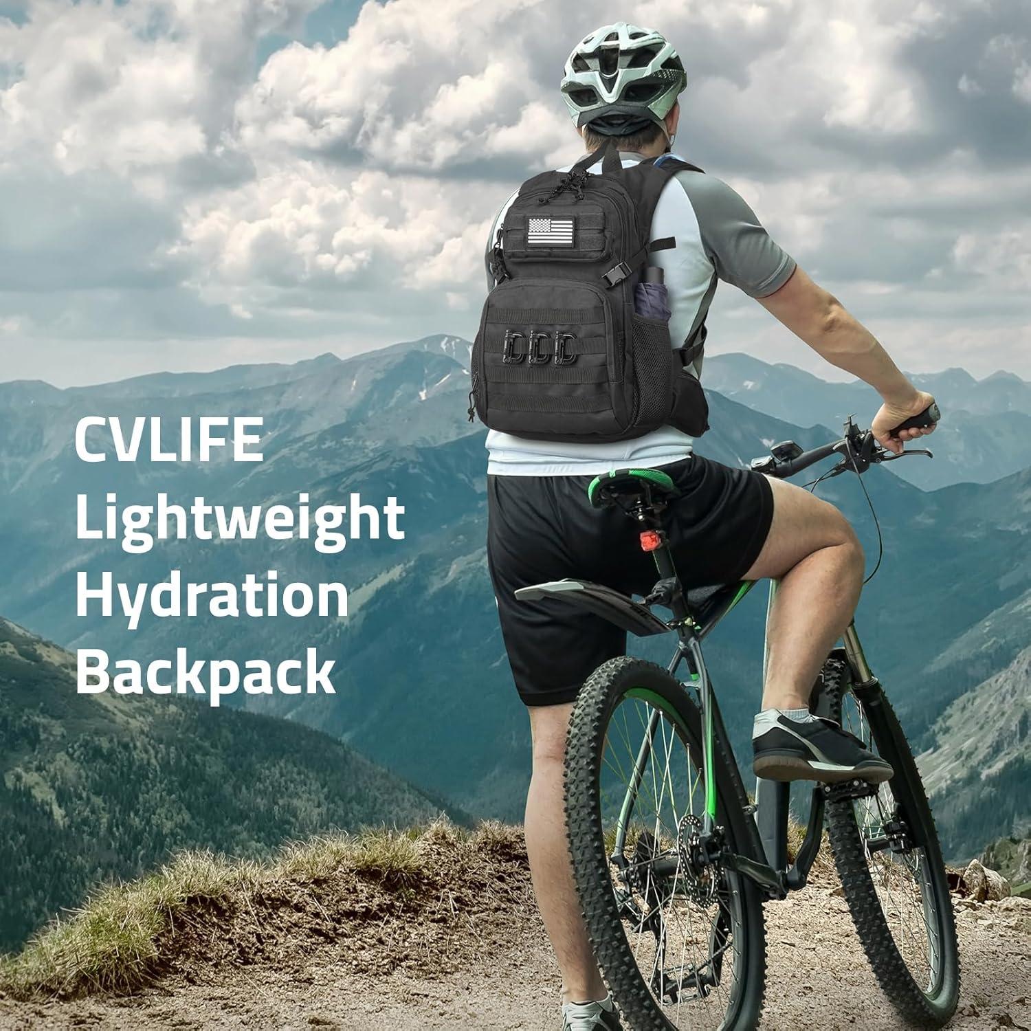 image:imageCVLIFE Tactical Hydration Pack 3L Lightweight Water Bag With Bladder for Men Women Heavy Duty Molle Backpack for Hiking Cycling Running HuntingBlack
