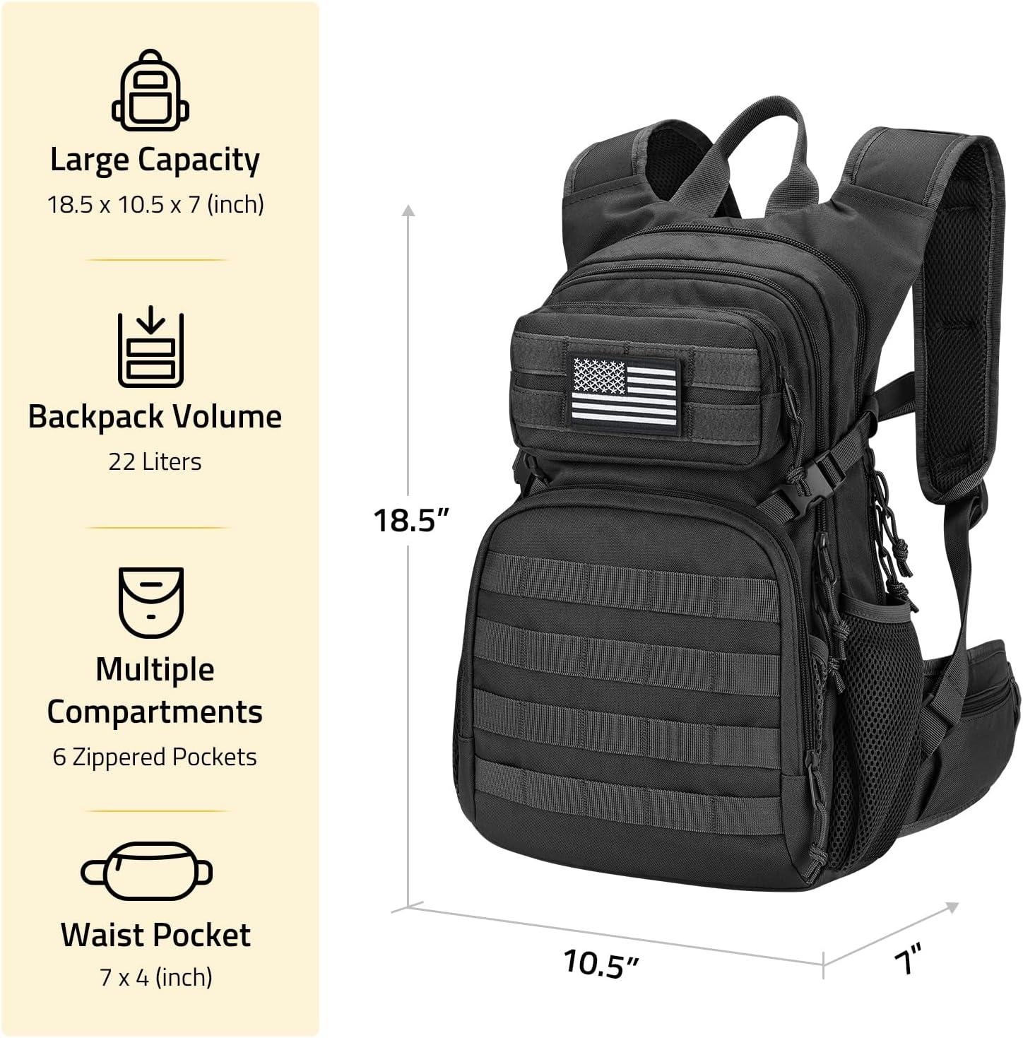 image:imageCVLIFE Tactical Hydration Pack 3L Lightweight Water Bag With Bladder for Men Women Heavy Duty Molle Backpack for Hiking Cycling Running HuntingBlack