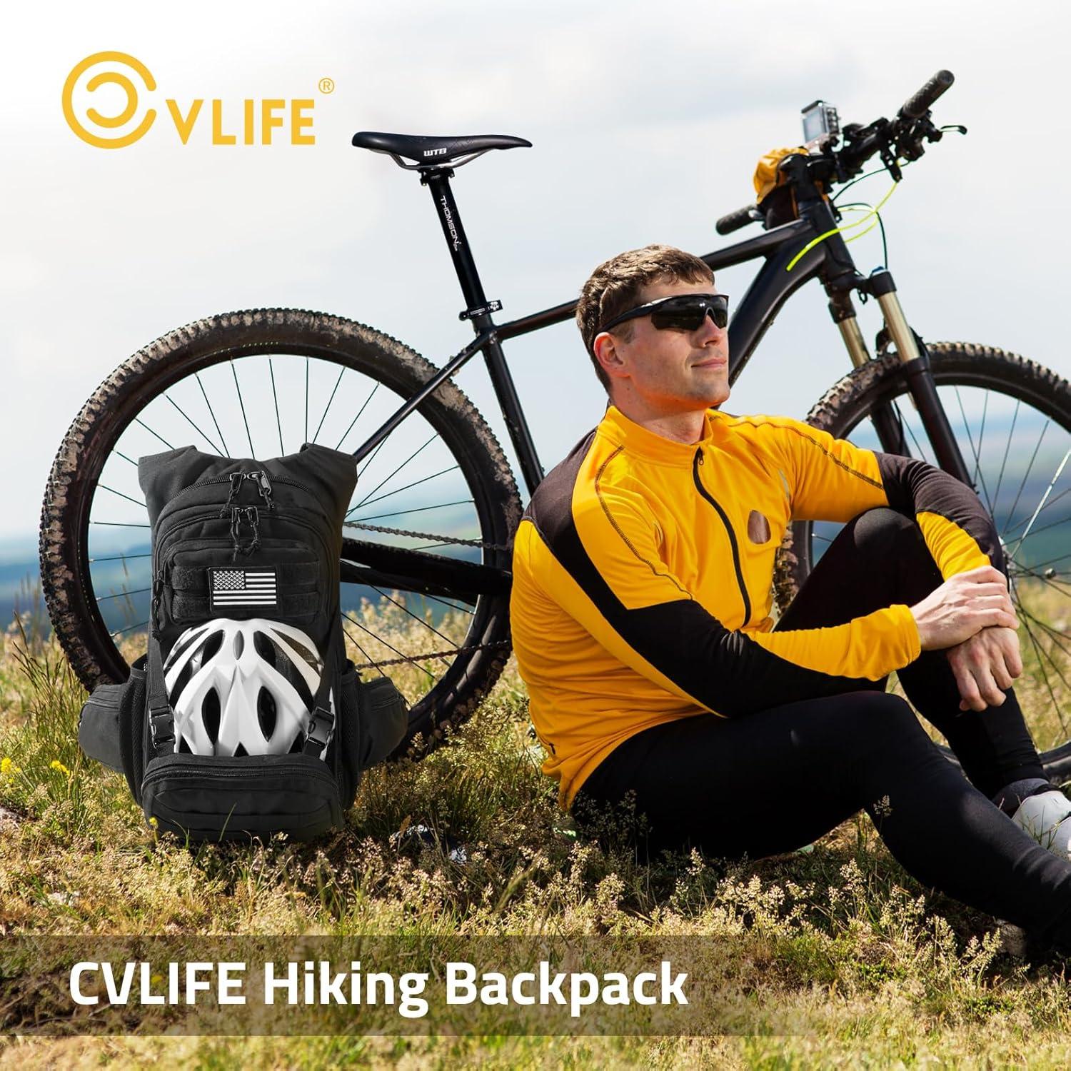 image:imageCVLIFE Tactical Hydration Pack 3L Lightweight Water Bag With Bladder for Men Women Heavy Duty Molle Backpack for Hiking Cycling Running HuntingBlack