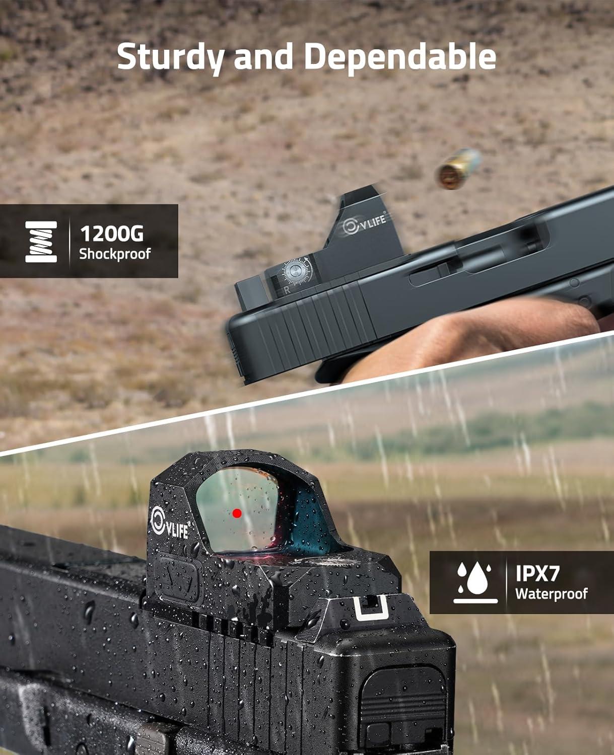 image:imageCVLIFE WolfCovert Multiple Reticle Red Dot SightCompatible with RMR Motion Awake 2 MOA Dot 32 MOA Circle Optic FullSized Handgun Scope with Adapter Plate for MOS amp 21mm Picatinny Mount