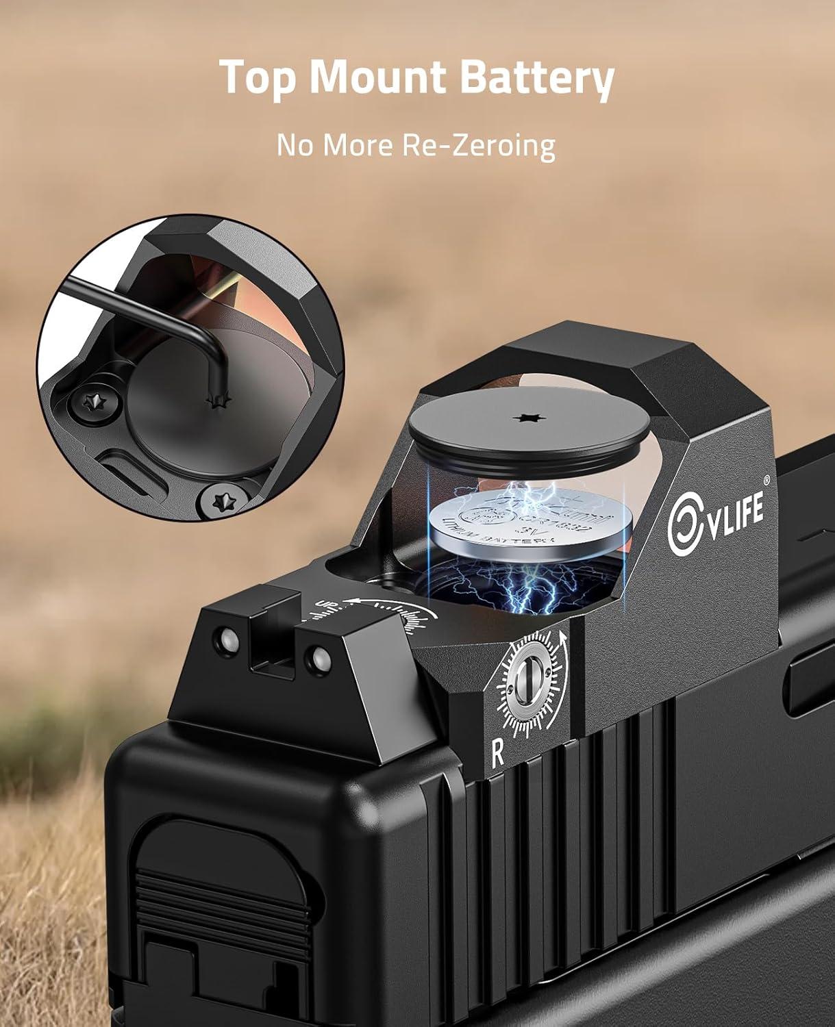 image:imageCVLIFE WolfCovert Multiple Reticle Red Dot SightCompatible with RMR Motion Awake 2 MOA Dot 32 MOA Circle Optic FullSized Handgun Scope with Adapter Plate for MOS amp 21mm Picatinny Mount