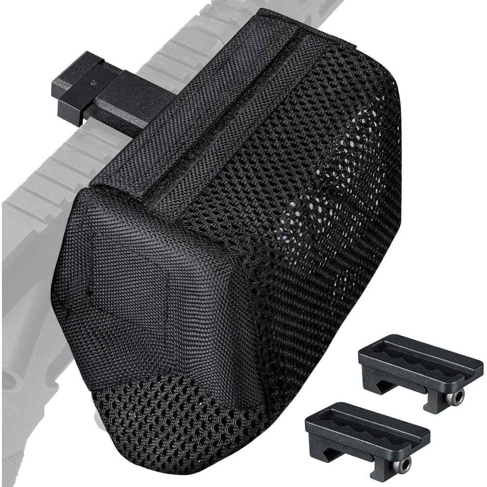 image:imageCVLIFE Thickened Brass Catcher Heat Resistant Premium Nylon Shell Catcher Zipper Bottom Brass Collector with Two Picatinny Rail MountBlack and GreenBlack