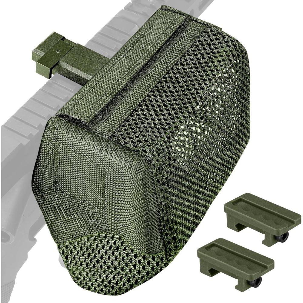 image:imageCVLIFE Thickened Brass Catcher Heat Resistant Premium Nylon Shell Catcher Zipper Bottom Brass Collector with Two Picatinny Rail MountBlack and GreenGreen