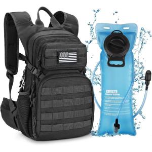CVLIFE Tactical Hydration Pack 3L – Lightweight Water Bag With Bladder for Men Women, Heavy Duty Molle Backpack for Hiking, Cycling, Running, Hunting(Black)
