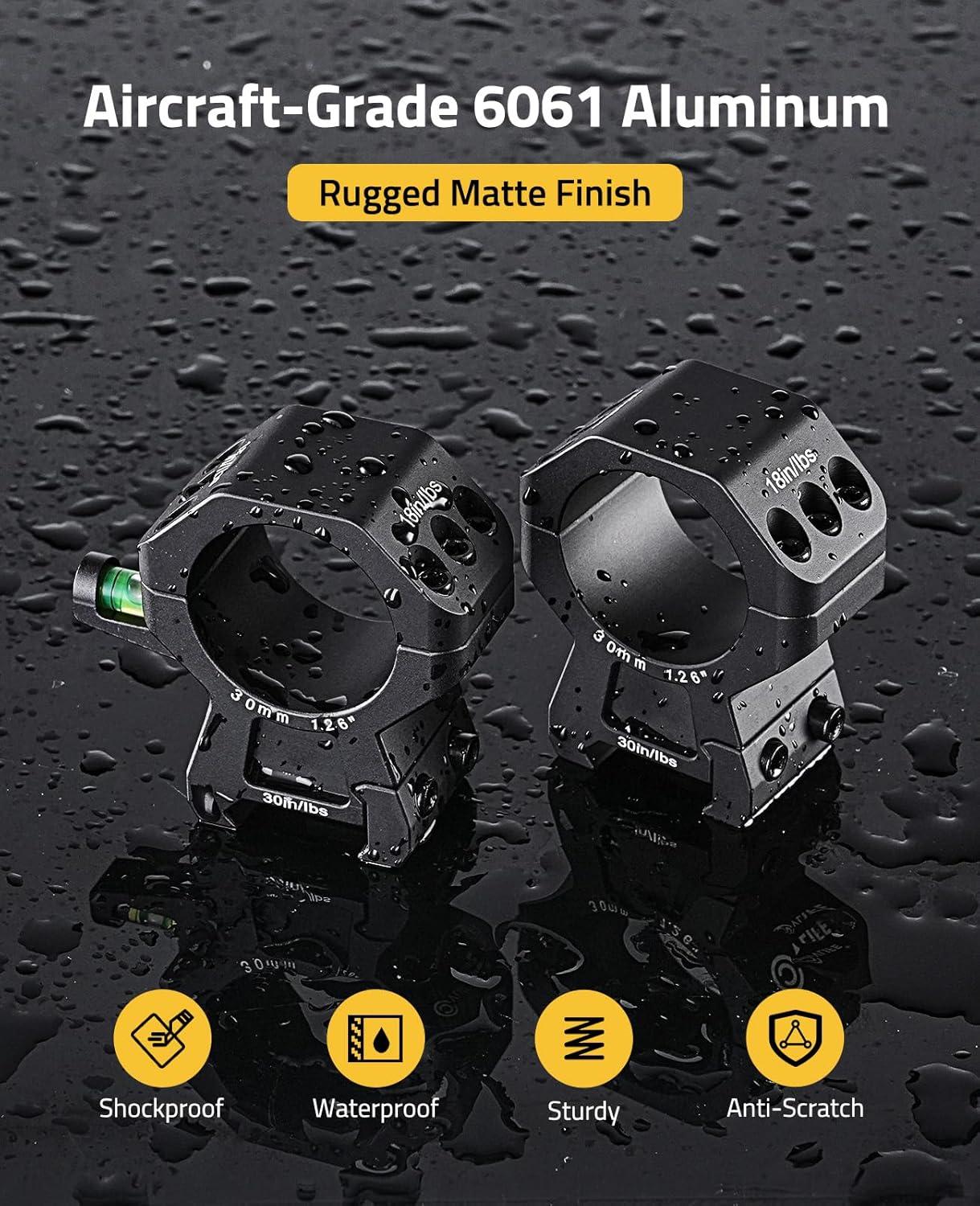 image:imageCVLIFE 30mm Scope Rings Precision Scope Mount with Integrated Level Bubble for Picatinny and More Rails 2 PiecesHigh