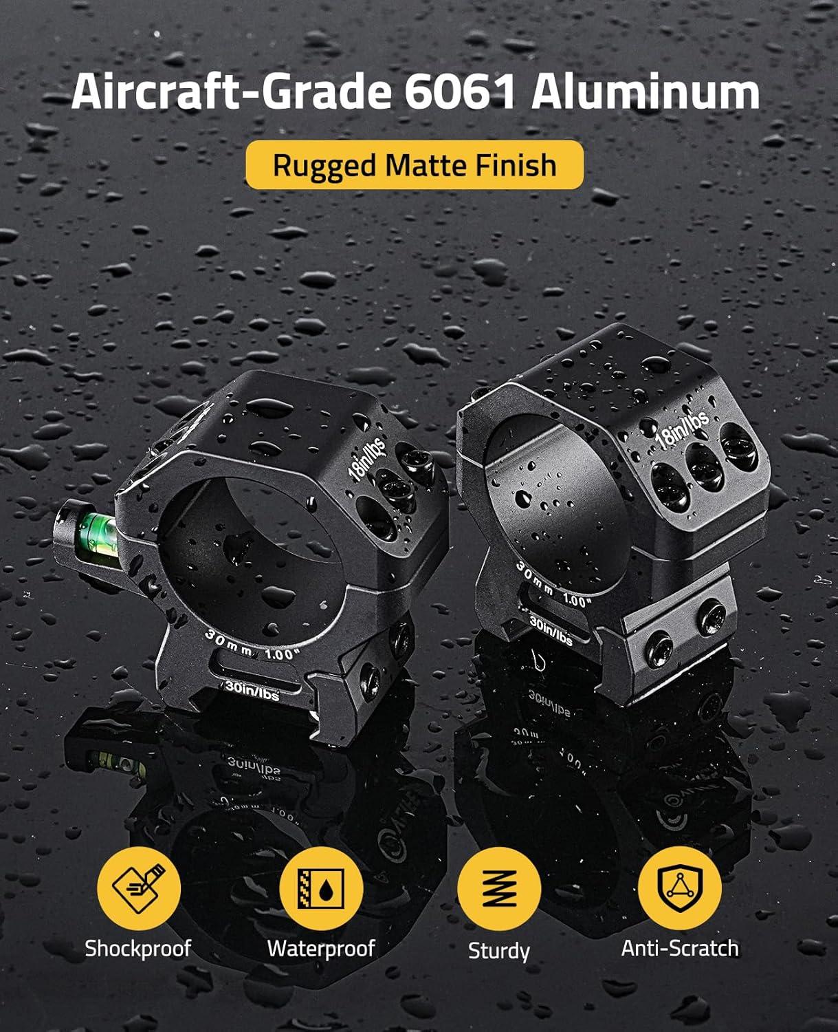 image:imageCVLIFE 30mm Scope Rings Precision Scope Mount with Integrated Level Bubble for Picatinny and More Rails 2 PiecesMedium