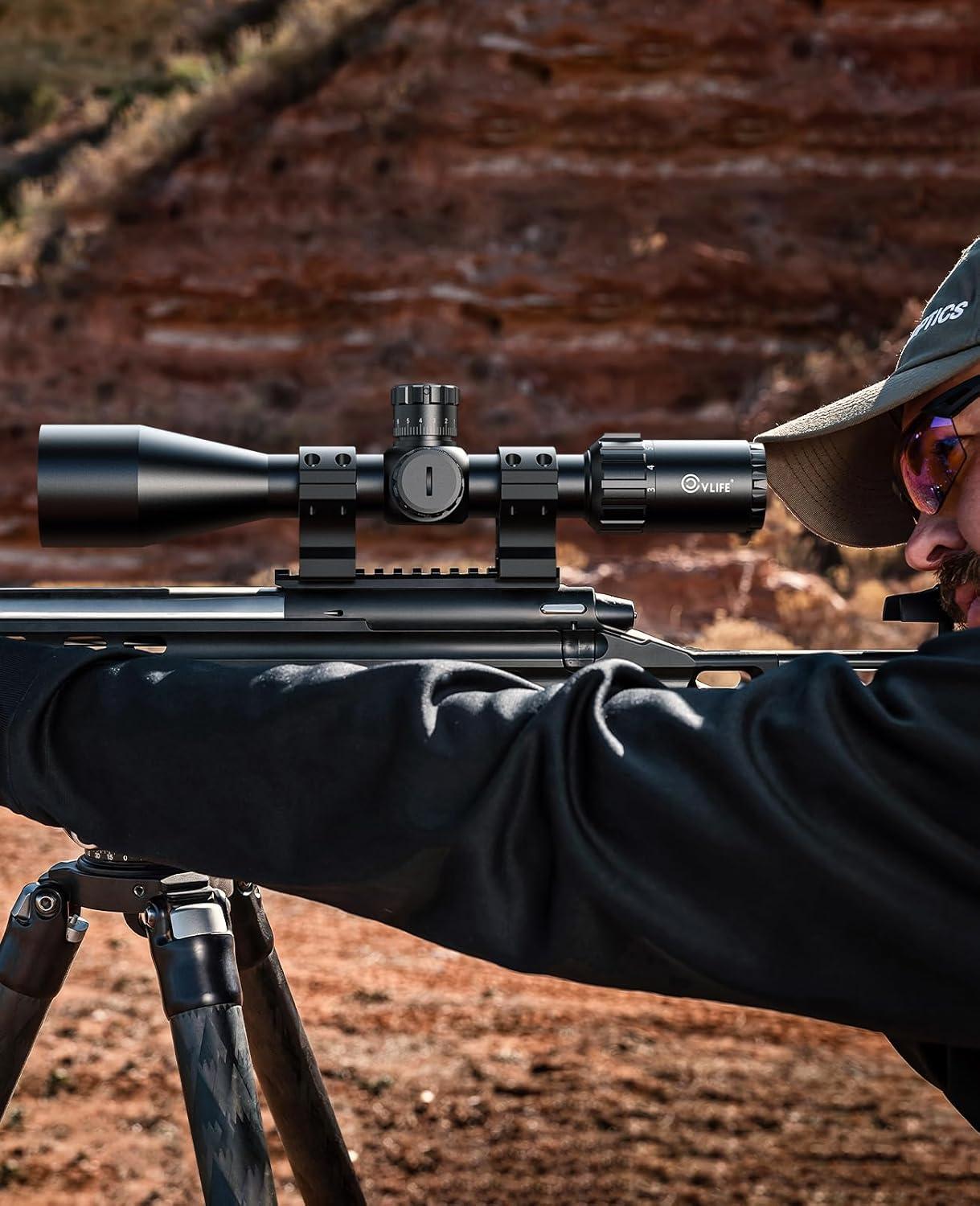 image:imageCVLIFE BearPower 318x50 FFP Scope First Focal Plane Scope with MOA Illuminated Reticle Zero Stop Zero Reset Parallax Adjustment 30mm Tube with Scope Rings