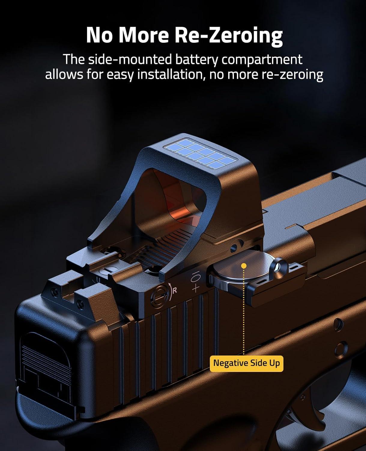 image:imageCVLIFE WildHawk X Z03 Solar Red Dot for RMSRMSC MultiReticle 2MOA amp 32MOA Circle Pistol Sight 3500G Shockproof Motion Awake Handgun Red Dot MultiCoating lens with Adapter for RMRMOSPicatinny