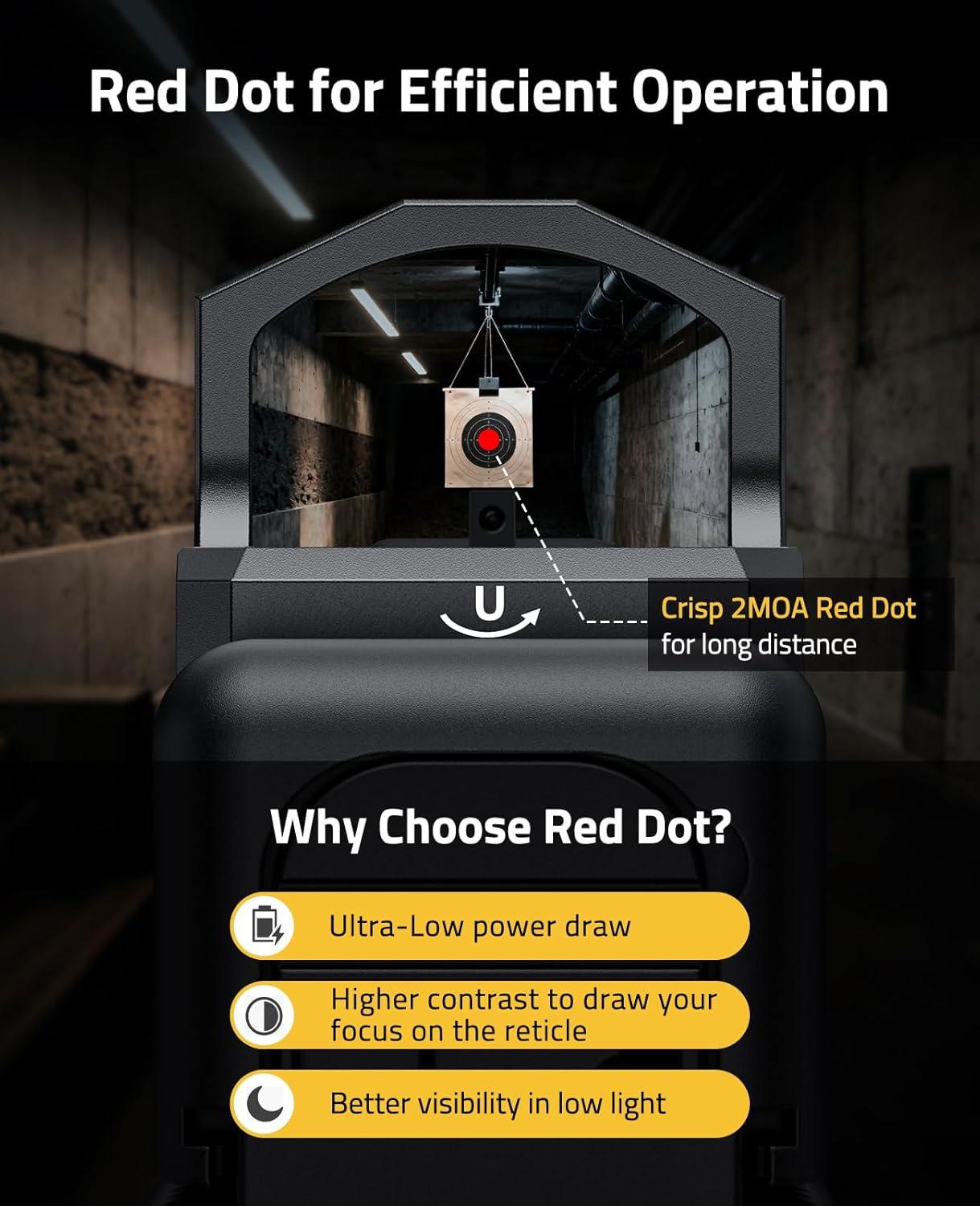 image:imageCVLIFE WolfCloak Motion Awake Red Dot Sight for RMR Footprint 2 MOA Reflex Sight for FullSized Pistols 1500G Shockproof Optics Scope with 033 Low Profile Adapter for Glock MOS and 21mm Picatinny