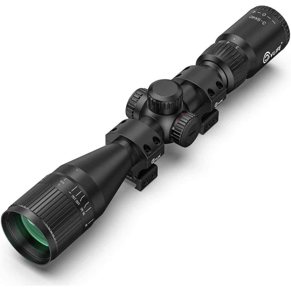 image:imageCVLIFE EagleFeather 39x40 AO Rifle Scope for Hunting Red and Green Illuminated MilDot Reticle 1inch Tube SFP Rifle Scope with 20mm Scope Rings