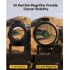CVLIFE Eaglefeather 3X/4X/5X Compact Magnifier with Quick-Release Mount, 3.54″/3.35″/3.14″ Eye Relief,Large Field of View,Flip-to-Side red dot Magnifier, 2000G Shockproof,Absolute&Lower 1/3 Co-Witness(5X)