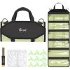CVLIFE Fishing Tackle Bag, Lure Wrap Organizer, Soft Plastic Lure Bait Storage with 6 PVC & Mesh Pockets, Includes 30 Treble Hook Covers, 130 Single Bonnets, Retractable Hook Sharpener, Blue(Yellow)