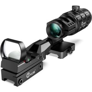 CVLIFE 1X22X33 Red Green Dot Sight and 3X Magnifier Combo, Motion Awake Multi-Reticle Circle Dot Open Reflex Sight with Flip-to-Side Magnifier, Absolute Co-Witness Mount for 21MM Picatinny