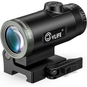 CVLIFE Eaglefeather 3X/4X/5X Compact Magnifier with Quick-Release Mount, 3.54″/3.35″/3.14″ Eye Relief,Large Field of View,Flip-to-Side red dot Magnifier, 2000G Shockproof,Absolute&Lower 1/3 Co-Witness(4X)