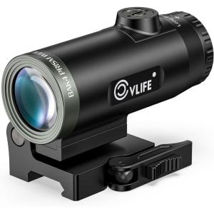 CVLIFE Eaglefeather 3X/4X/5X Compact Magnifier with Quick-Release Mount, 3.54″/3.35″/3.14″ Eye Relief,Large Field of View,Flip-to-Side red dot Magnifier, 2000G Shockproof,Absolute&Lower 1/3 Co-Witness(5X)