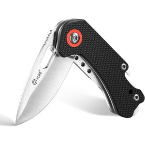 CVLIFE Mini Folding Pocket Knife, 1.69″ 8Cr14Mov Steel Blade with G10 Handle, Compact Daily Knives for Men Women, EDC Multi-Tool with Bottle Opener and Glass Breaker, Ideal for Kitchen Camping Hiking Fishing, Black(Silver)