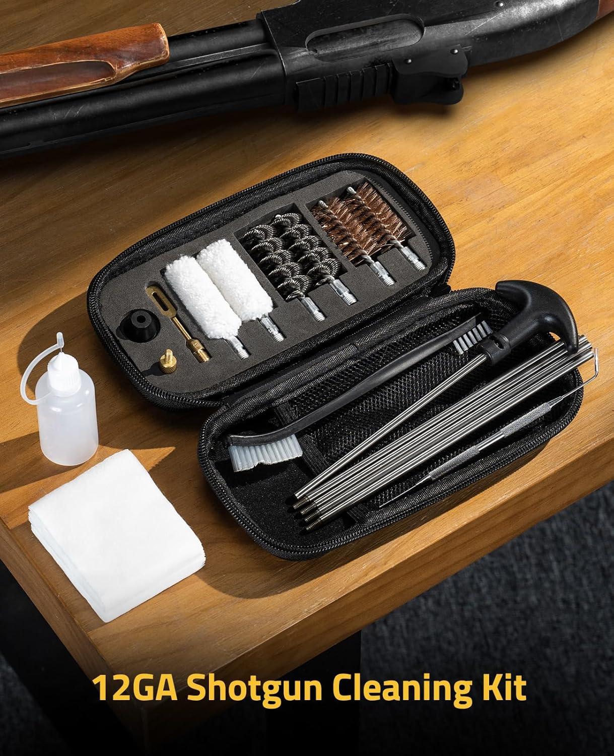 image:imageCVLIFE 12 Gauge Gun Cleaning Kit Complete Shotgun Cleaning Kit with Cleaning Rod Gun Cleaner Supplies Include Double Consumable Cleaning Accessories Brushes Slotted Tip Cleaning Pick amp Patches
