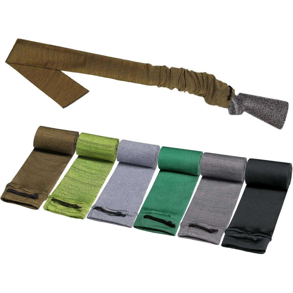 image:imageCVLIFE 6Pack Gun Socks for Rifles amp Shotguns 54 x 4 Silicone Treated Knit Rifle Socks Gun Sleeve Rifle Accessories for Storage Hunting and Shooting Flexible Fit with or Without Scopes