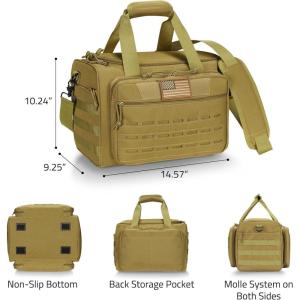 CVLIFE Tactical Gun Range Bag Pistol Shooting Range Duffle Bag, Range Bag for handguns Gun Case Bag with Lockable Zipper for Shooting Range Outdoor Hunting