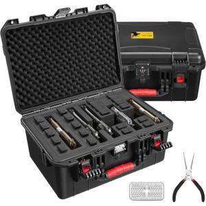 CVLIFE Pistol Case, Built-In Lock TSA Gun Case for 5 Pistol Case, 22 Magazines, 45 Bullets, Waterproof, Shock-Proof TSA Approved Firearm Travel Case with Desiccant