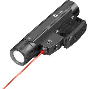 CVLIFE 2600 Lumens Compact Rifle Laser Light Combo with Easy Touch Switch, Ar Light Compatible with M-Rail and Picatinny, Magnetic Rechargeable Ar Flashlight with Green Laser for Home Defense, Hunting(Red Laser Light Combo)