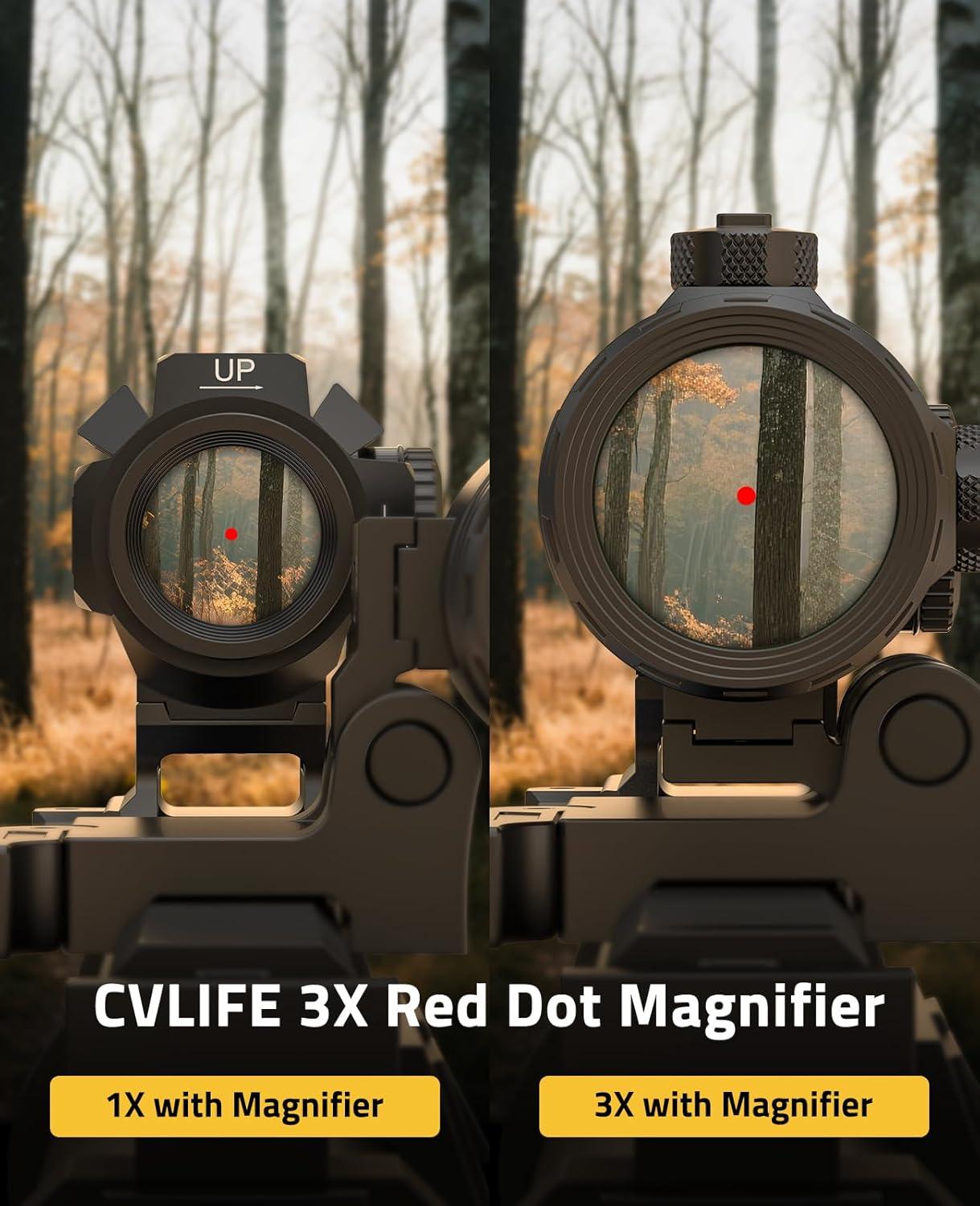 image:imageCVLIFE 3X Red Dot Magnifier with QuickRelease and FliptoSide Mount295in Eye ReliefAbsolute and Lower 13 CoWitness Red Dot Sight with Magnifier1000G Shockproof amp IP67 Waterproof