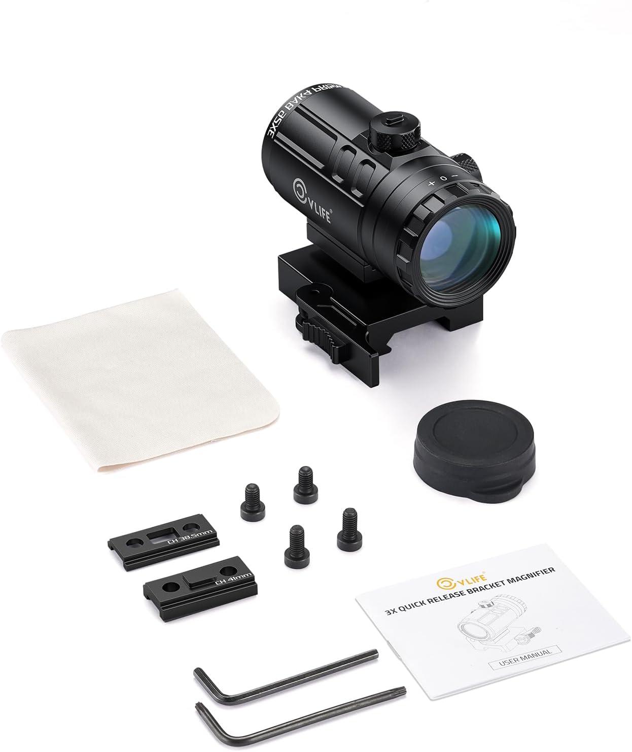 image:imageCVLIFE 3X Red Dot Magnifier with QuickRelease and FliptoSide Mount295in Eye ReliefAbsolute and Lower 13 CoWitness Red Dot Sight with Magnifier1000G Shockproof amp IP67 Waterproof