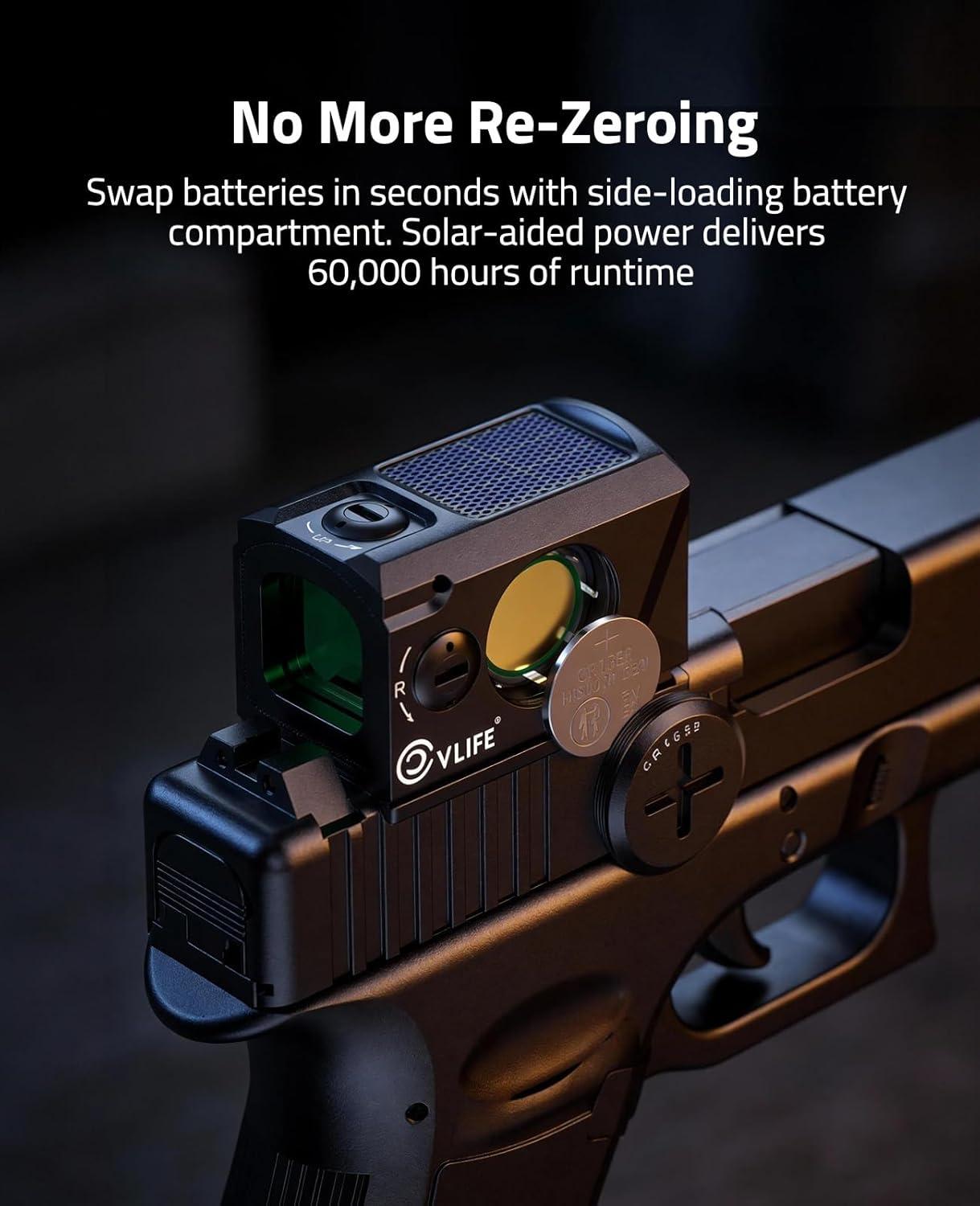 image:imageCVLIFE Solar Enclosed Red Dot Sight MultiReticle 2 MOA Dot amp 30 MOA Circle for RMR Footprint ParallaxFree Red Dot Sight Reflex amp Precise Optic with Adapter Plate for MOS