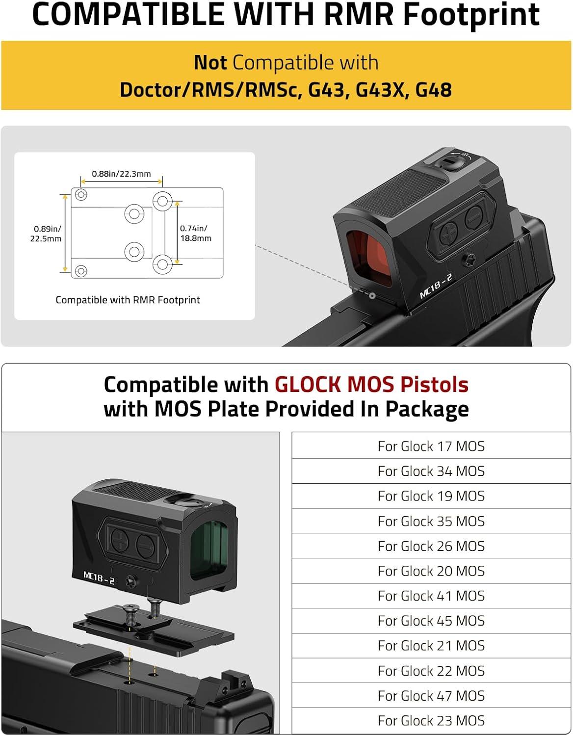 image:imageCVLIFE Solar Enclosed Red Dot Sight MultiReticle 2 MOA Dot amp 30 MOA Circle for RMR Footprint ParallaxFree Red Dot Sight Reflex amp Precise Optic with Adapter Plate for MOS