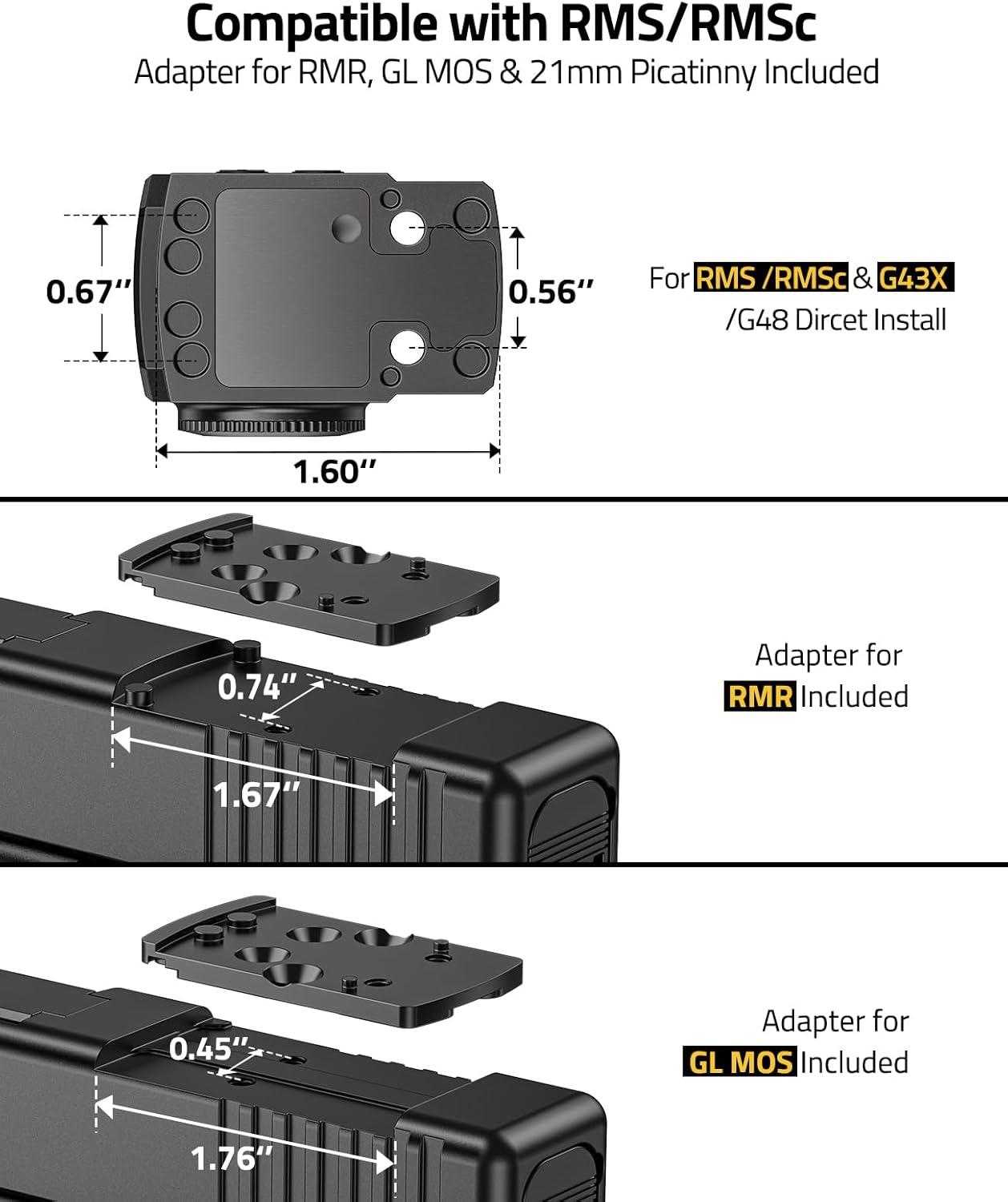 image:imageCVLIFE WildHawk Enclosed AutoBrightness RedGreen Dot Sight for RMS RMSc Circle amp 2MOA Dot Motion Awake Reflex Sight Optic Scope for Compact Pistol 3500G Shockproof Adapter for MOSRMRPicatinnyGreen 2 MOA Dot 38 MOA Circle