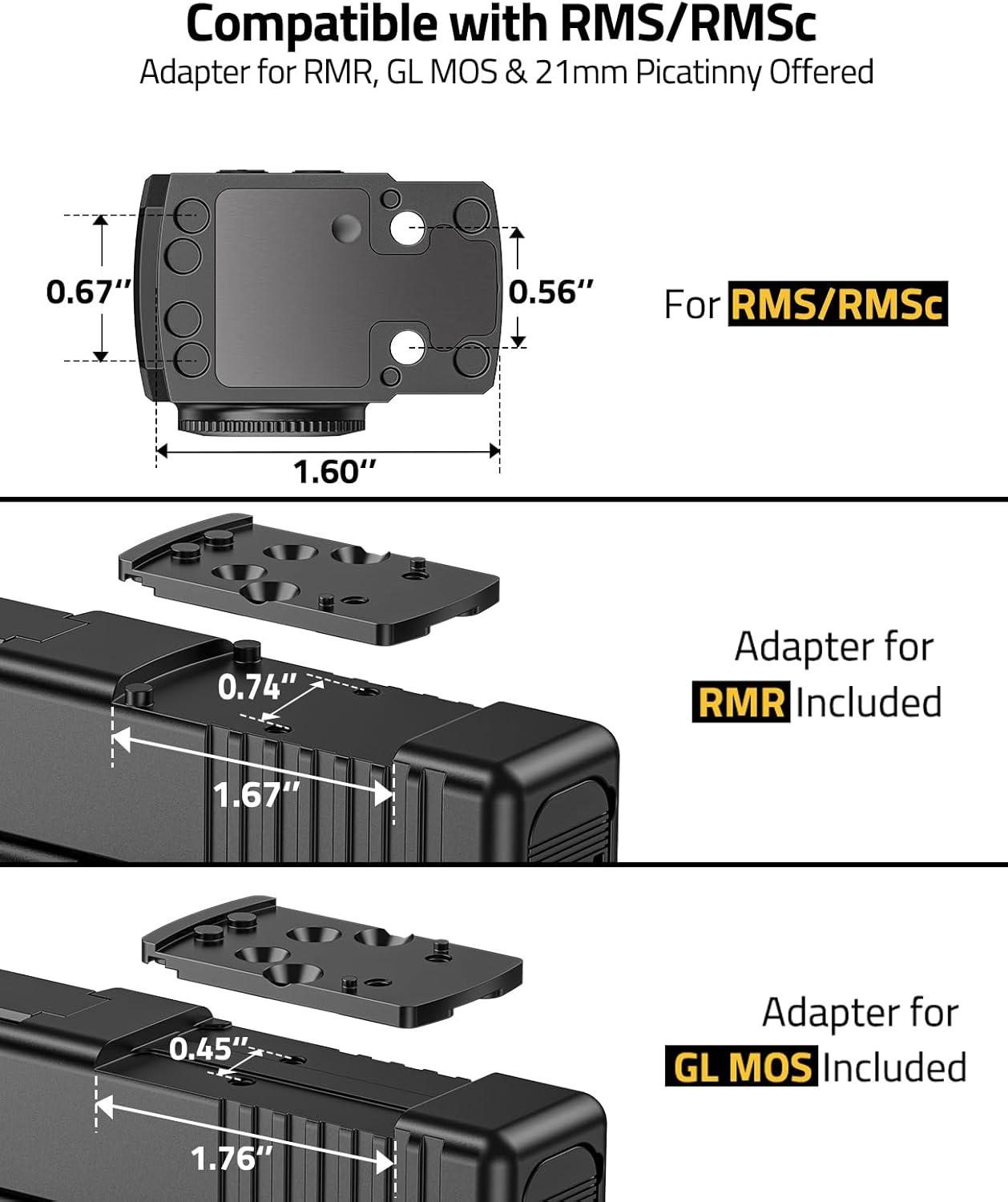 image:imageCVLIFE WildHawk Enclosed AutoBrightness RedGreen Dot Sight for RMS RMSc Circle amp 2MOA Dot Motion Awake Reflex Sight Optic Scope for Compact Pistol 3500G Shockproof Adapter for MOSRMRPicatinnyRed 2 MOA Dot 32 MOA Circle