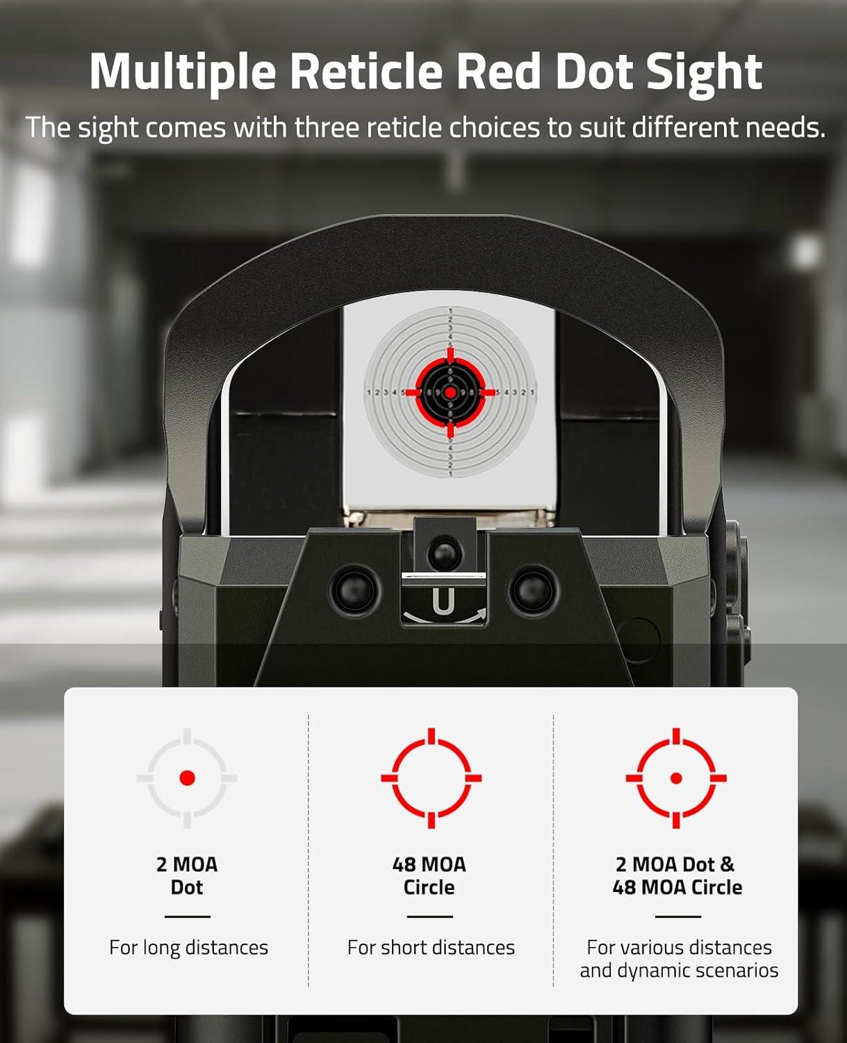 image:imageCVLIFE WildHawk X Solar Auto Brightness RedGreen Dot Sight for RMR amp FullSized Setups 2 MOA Dot amp 4832 MOA Circle Open Reflex Optics Motion Awake 3000G Shockproof with Adapter for MOS amp PicatinnyRed 2 MOA Dot 48 MOA Circle