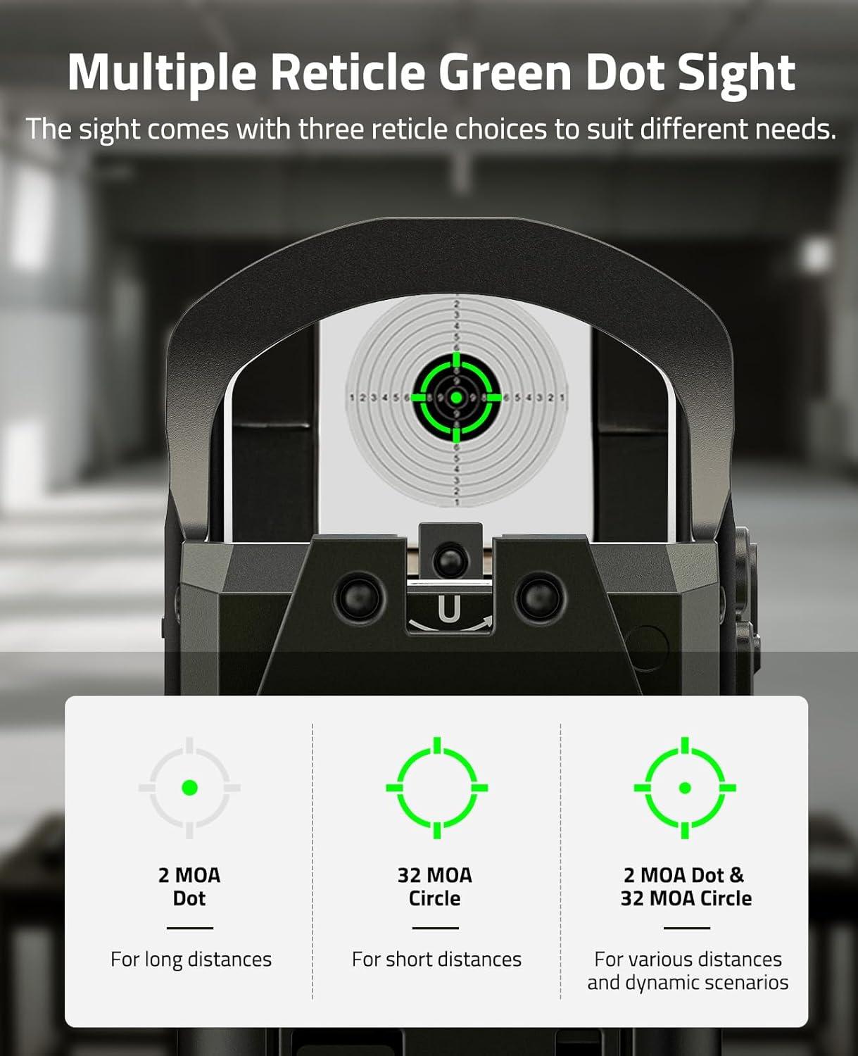 image:imageCVLIFE WildHawk X Solar Auto Brightness RedGreen Dot Sight for RMR amp FullSized Setups 2 MOA Dot amp 4832 MOA Circle Open Reflex Optics Motion Awake 3000G Shockproof with Adapter for MOS amp PicatinnyGreen 2 MOA Dot 32 MOA Circle