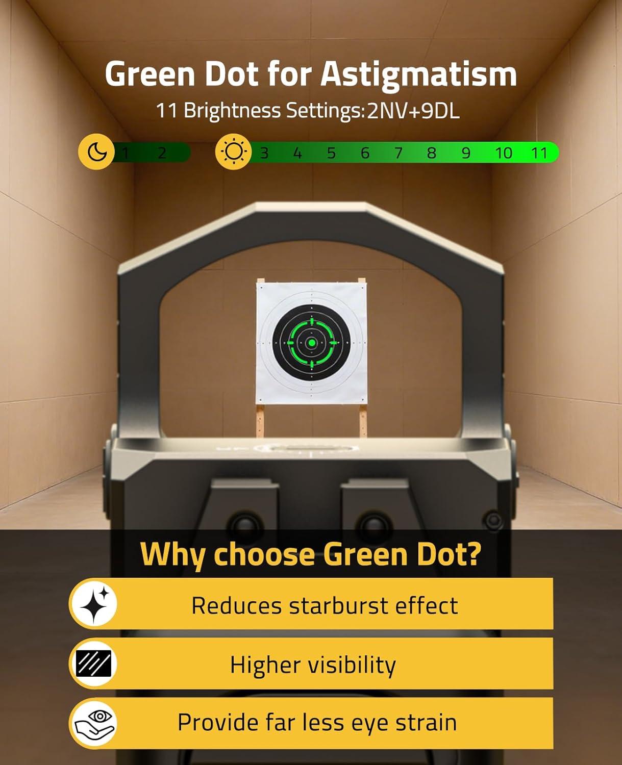 image:imageCVLIFE WolfCovert 4Reticle 2000G Shockproof RedGreen Dot Sight for RMR Motion Awake 32 MOA Circle amp 3 MOA Dot Reflex Sight for FullSized Pistol Optics Scope with Adapter for MOS amp 21MM PicatinnyGREEN DOT