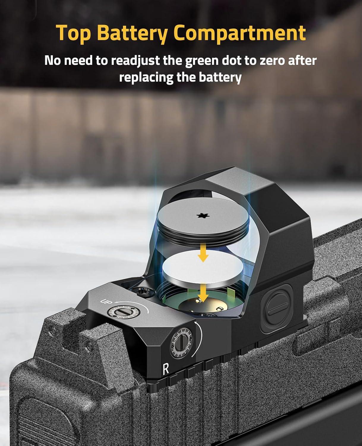 image:imageCVLIFE WolfCovert X S02 FullSized Multiple Reticle Green Dot 3 MOA Dot amp 40 MOA Circle Optic Motion Awake Green Dot for RMR 28mm Large Len with Adapter Plate for MOS amp 21mm Picatinny