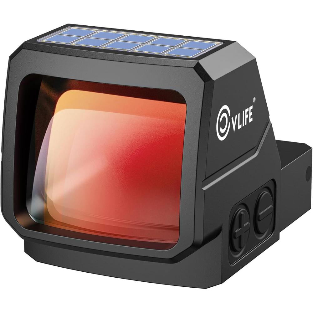 image:imageCVLIFE WildHawk Solar Auto Brightness Red Dot Sight for RMR 2MOA Dot amp 40MOA Circle Large Lens Open Reflex Optics Motion Awake Red Dot Scope with Adapter for MOS amp 21mm Picatinny Absolute Cowitness