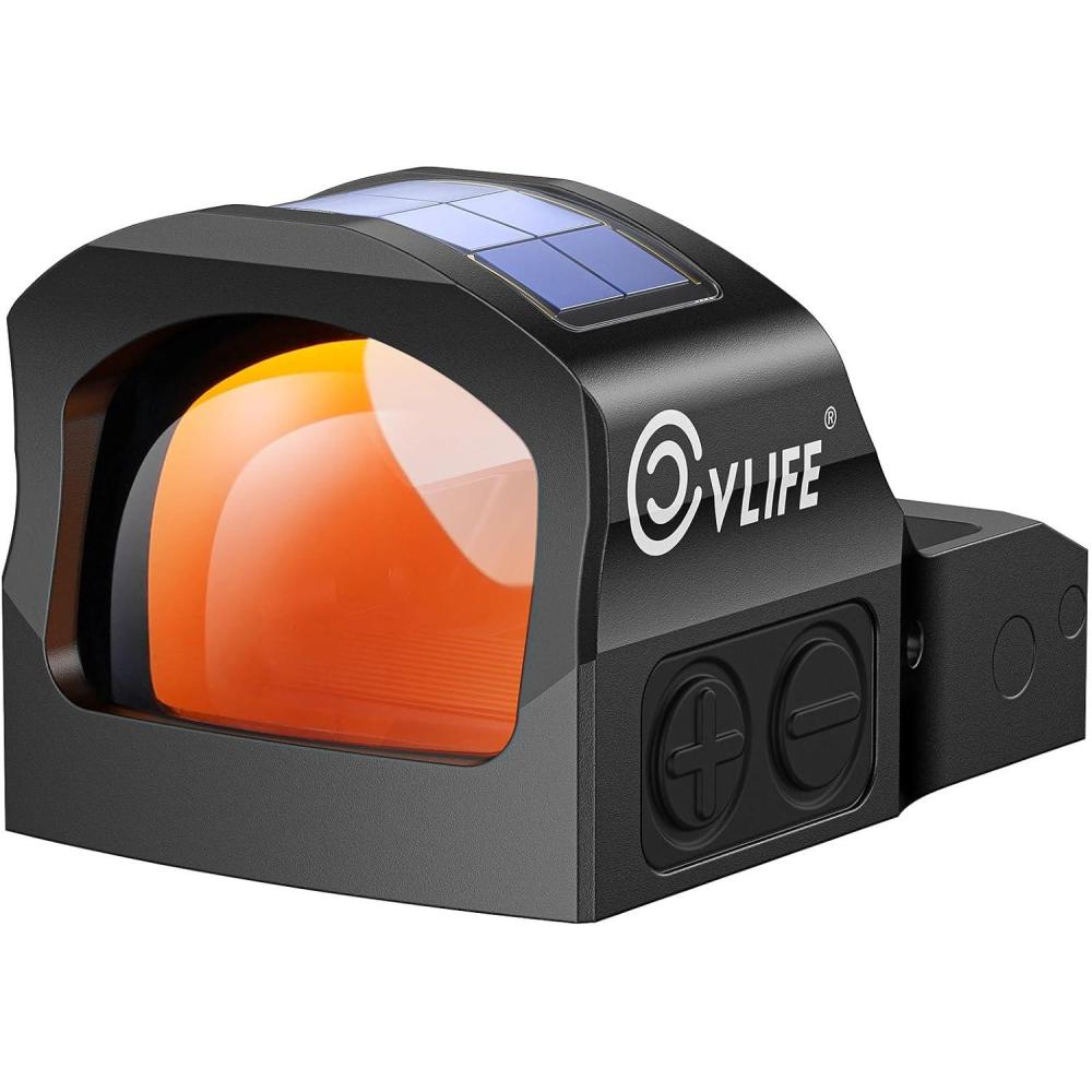 image:imageCVLIFE WildHawk X Solar Auto Brightness RedGreen Dot Sight for RMR amp FullSized Setups 2 MOA Dot amp 4832 MOA Circle Open Reflex Optics Motion Awake 3000G Shockproof with Adapter for MOS amp PicatinnyRed 2 MOA Dot 48 MOA Circle