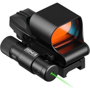 CVLIFE 28×40mm Large Lens Reflex Sight Red Dot Sight for Rifle,4 Reticle Optics with Laser and Pressure Pad Switch for 21mm Rail(green laser)